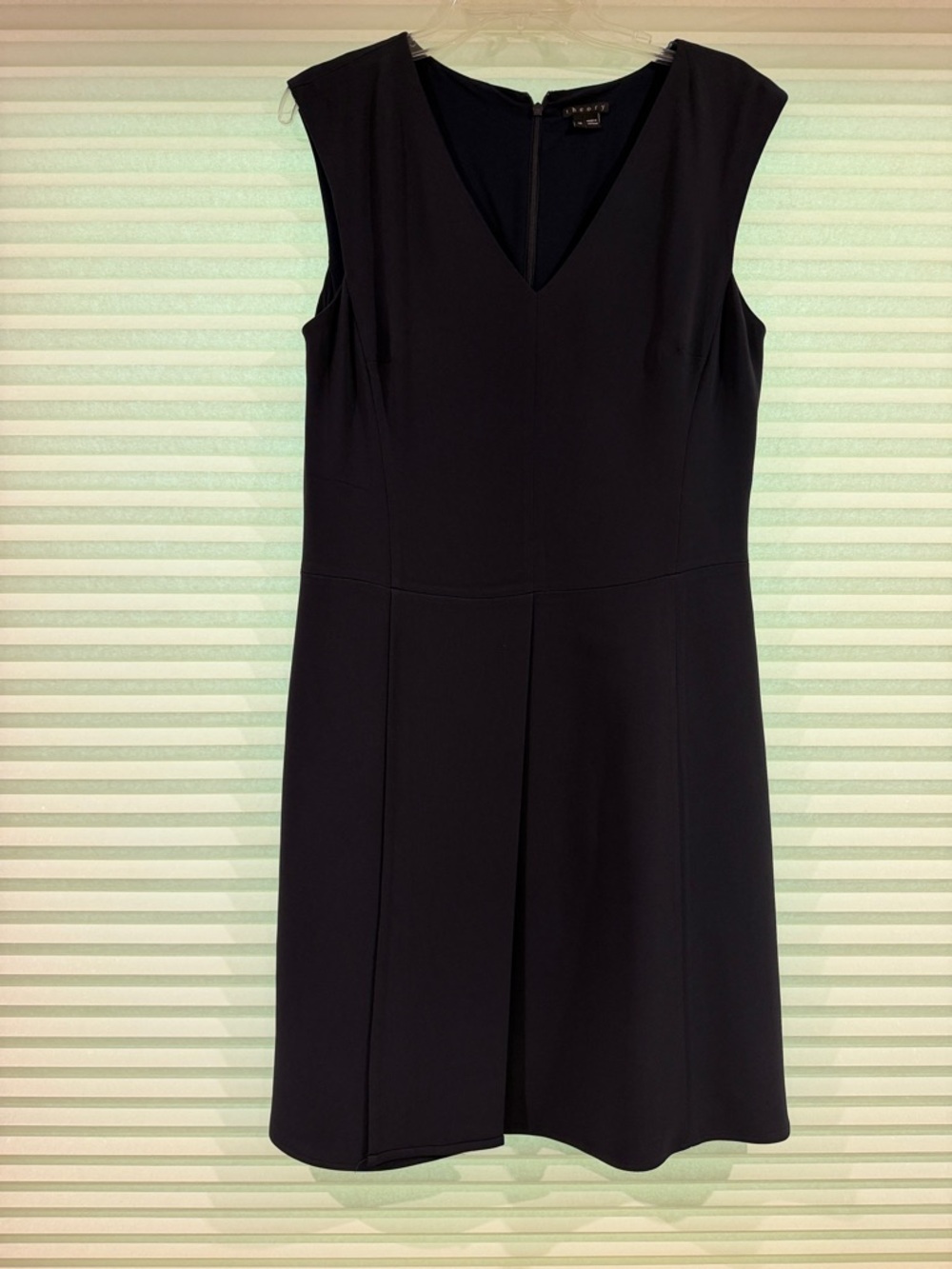 Theory Black V-Neck Cap Sleeve Midi Dress